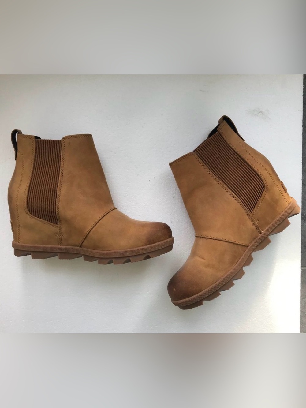 Sorel Tan Wedge Ankle Booties